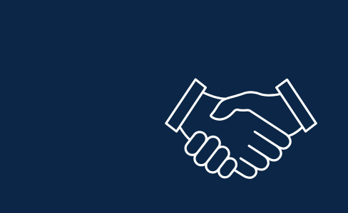 Handschlag-Symbol als Zeichen für Geschäftskunden, Partnerschaft und persönliche Zusammenarbeit.